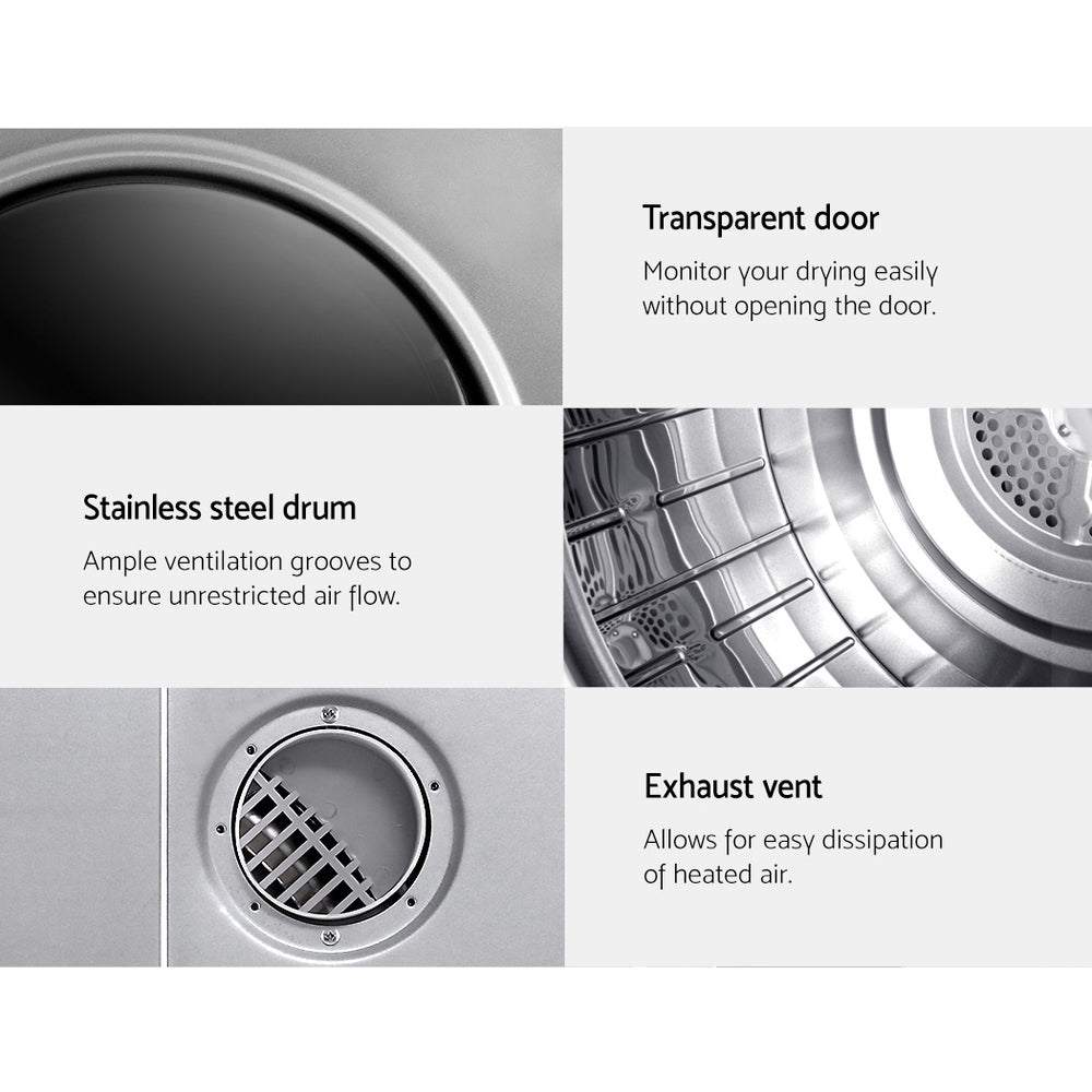 Dryers: Devanti Tumble Dryer 5kg Fully Auto Silver