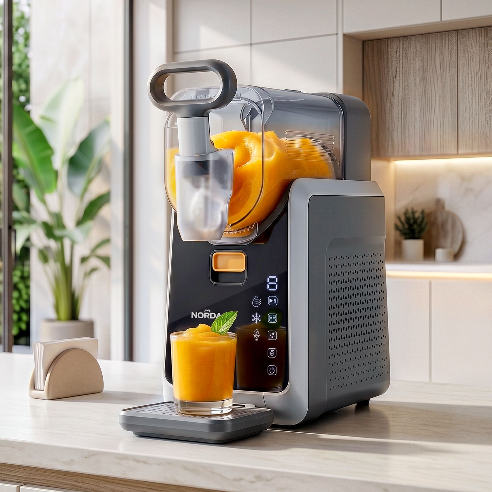 NORDA 2L Slushie Machine Frozen Drink Maker Slushy Ice Cream Maker No Ice Compressor Touchscreen for Home BBQ Party