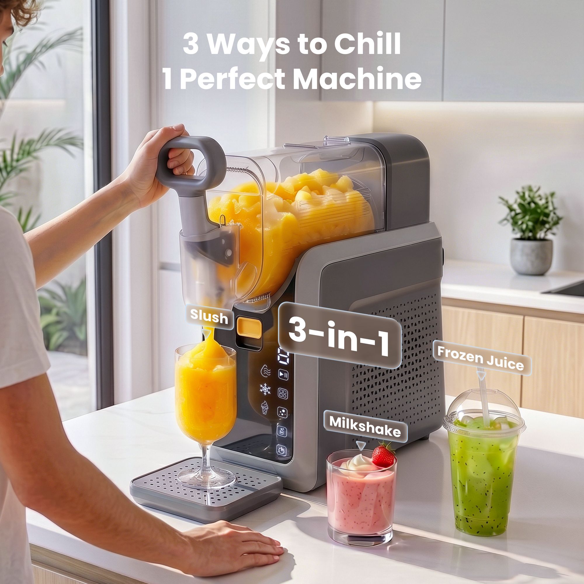 NORDA 2L Slushie Machine Frozen Drink Maker Slushy Ice Cream Maker No Ice Compressor Touchscreen for Home BBQ Party