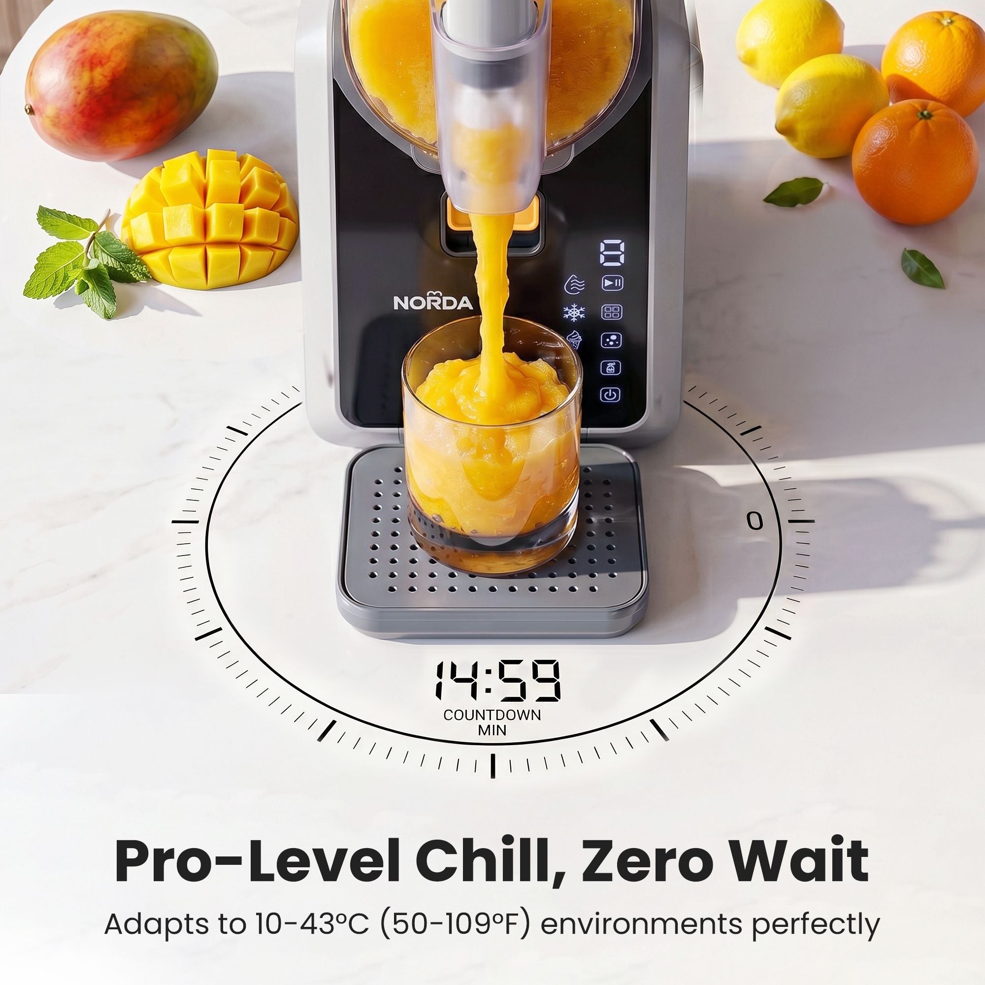 NORDA 2L Slushie Machine Frozen Drink Maker Slushy Ice Cream Maker No Ice Compressor Touchscreen for Home BBQ Party