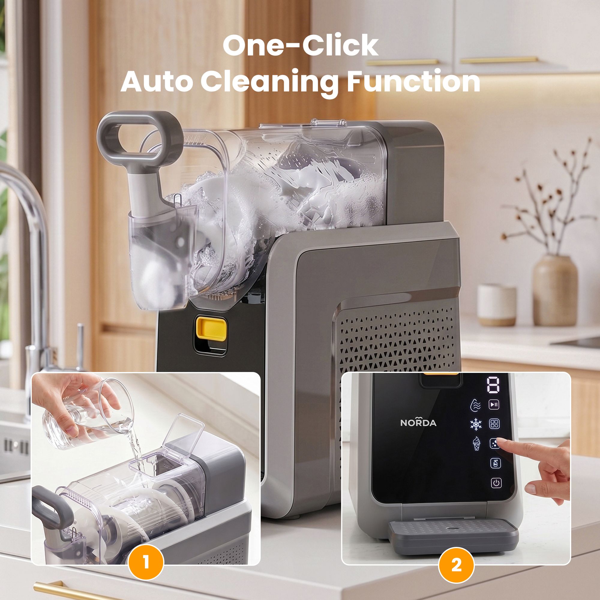 NORDA 2L Slushie Machine Frozen Drink Maker Slushy Ice Cream Maker No Ice Compressor Touchscreen for Home BBQ Party