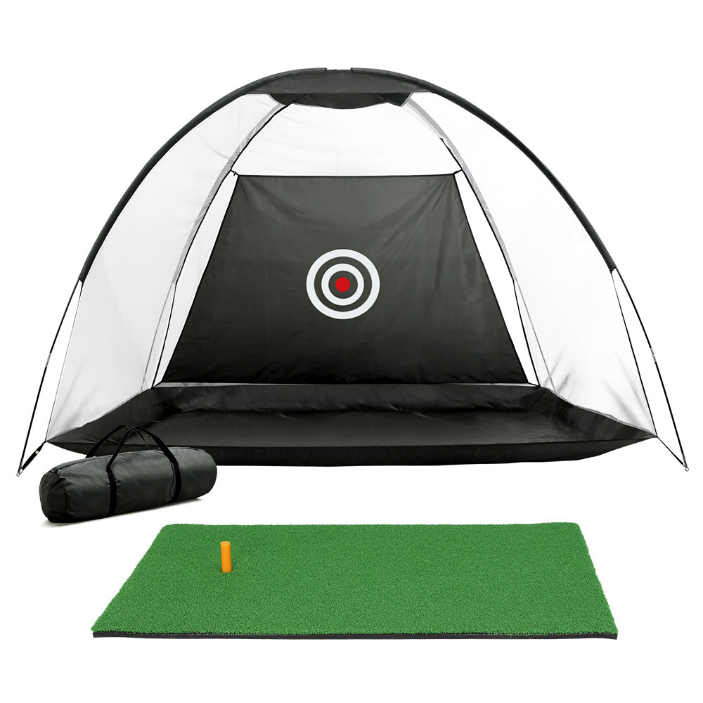 Golf Training Aids: Everfit 3M Golf Practice Net And Training Mat Set Driving Target Black