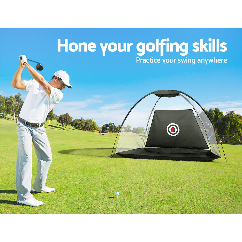 Golf Training Aids: Everfit 3M Golf Practice Net And Training Mat Set Driving Target Black
