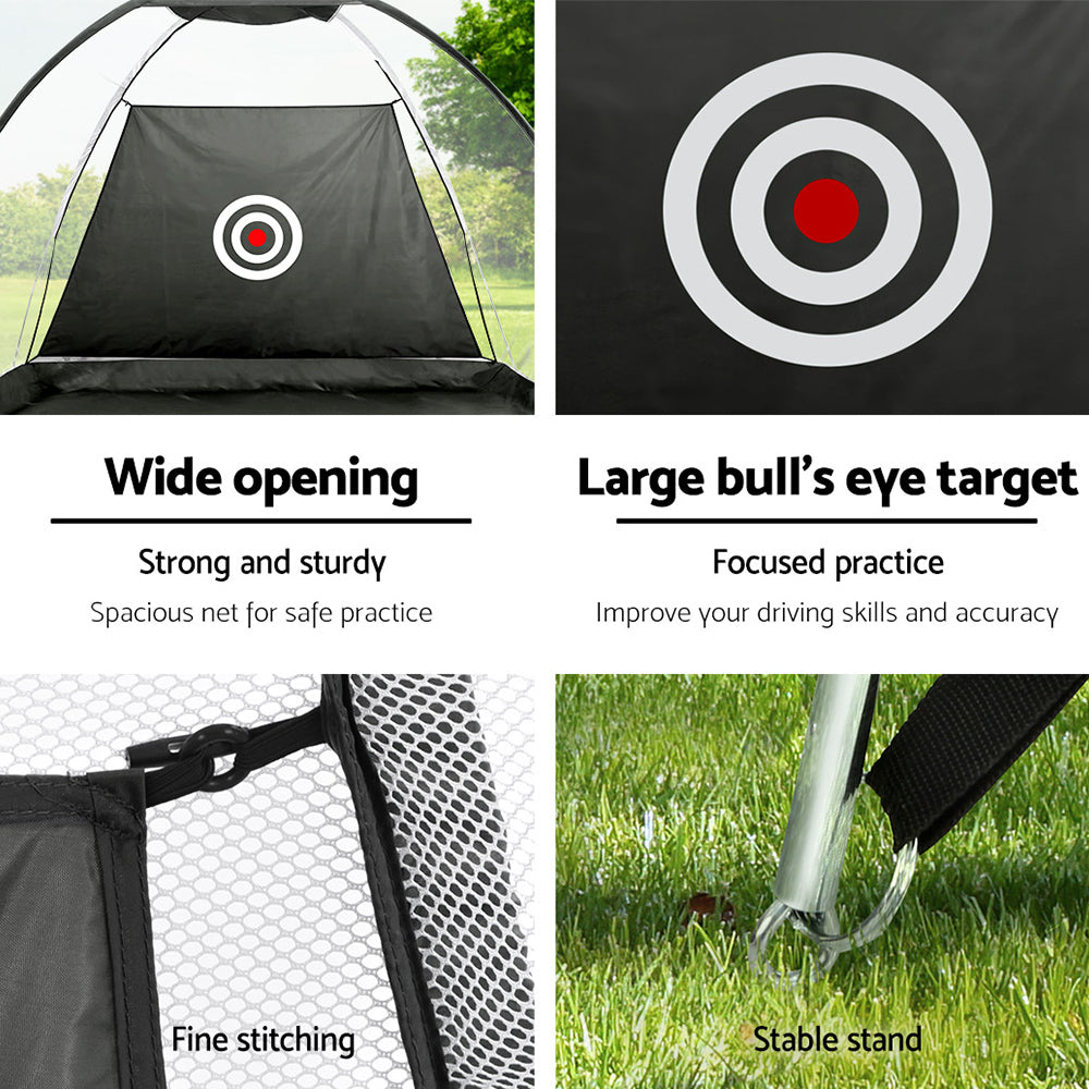 Golf Training Aids: Everfit 3M Golf Practice Net And Training Mat Set Driving Target Black