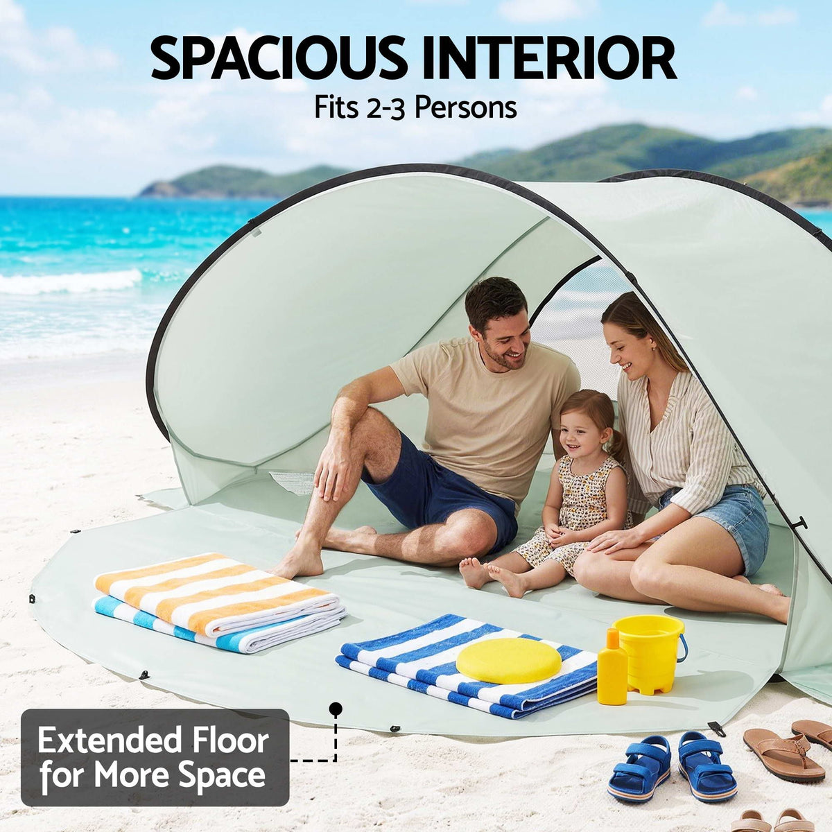 Weisshorn Pop Up Beach Tent UPF 50+ Sun Shade Shelter 2-3 Person Camping