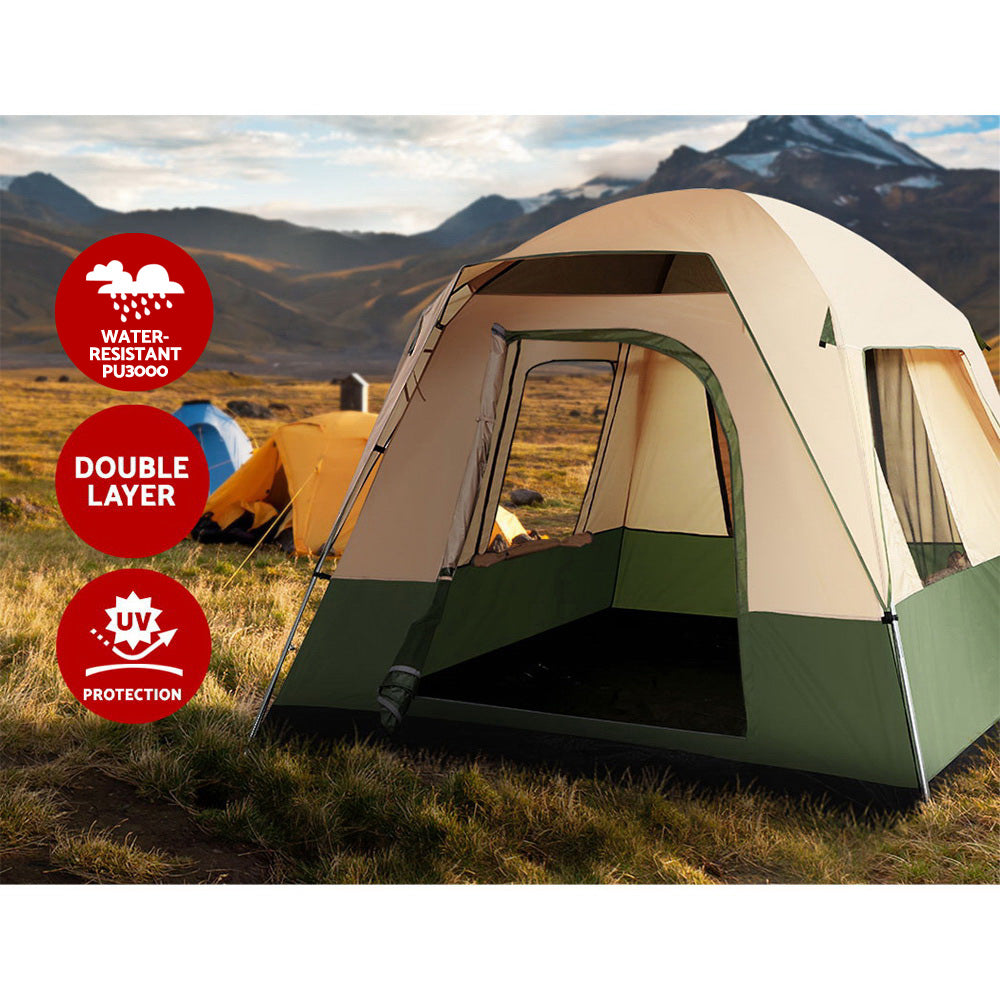 Tents: Weisshorn Family Camping Tent 4 Person Hiking Beach Tents Green