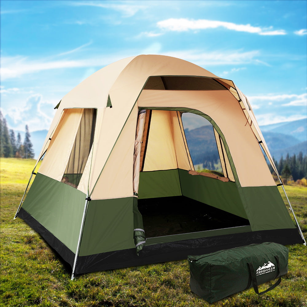 Tents: Weisshorn Family Camping Tent 4 Person Hiking Beach Tents Green
