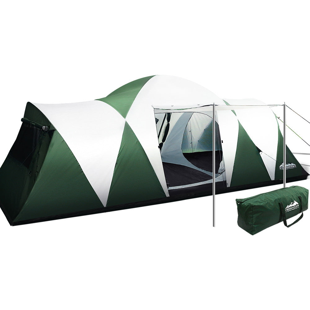 Tents: Weisshorn Family Camping Tent 12 Person Hiking Beach Tents (3 Rooms) Green