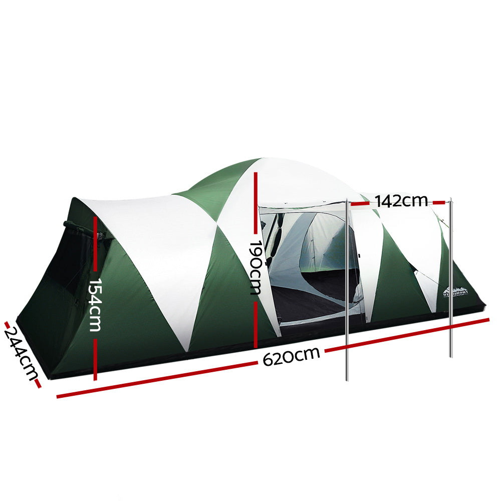Tents: Weisshorn Family Camping Tent 12 Person Hiking Beach Tents (3 Rooms) Green