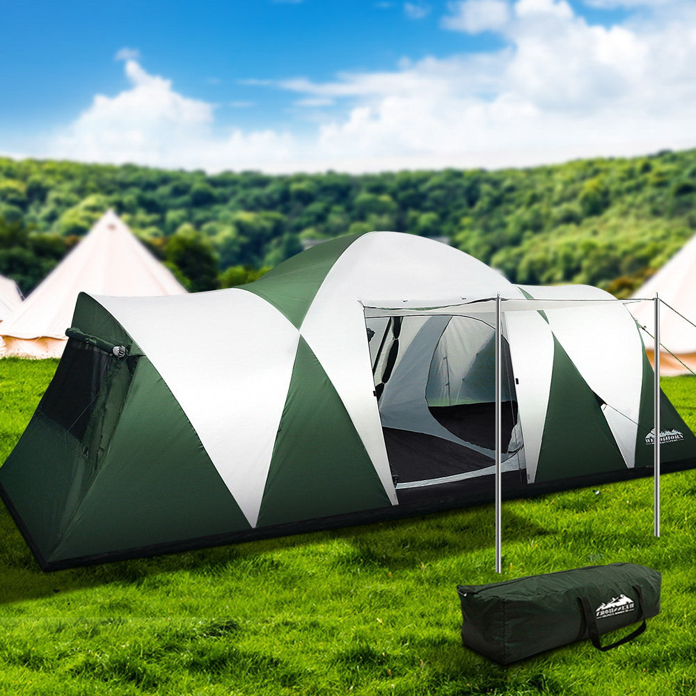 Tents: Weisshorn Family Camping Tent 12 Person Hiking Beach Tents (3 Rooms) Green