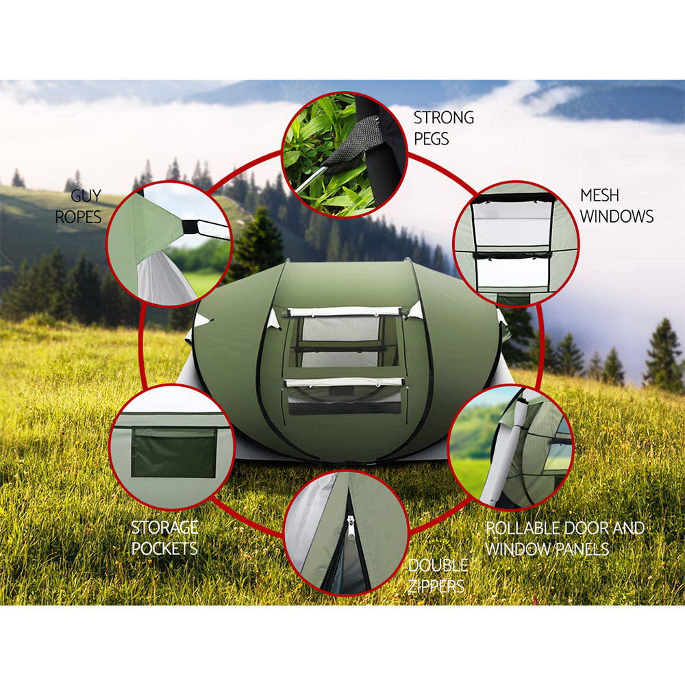 Tents: Weisshorn Instant Up Camping Tent 4-5 Person Pop up Tents Family Hiking Beach Dome