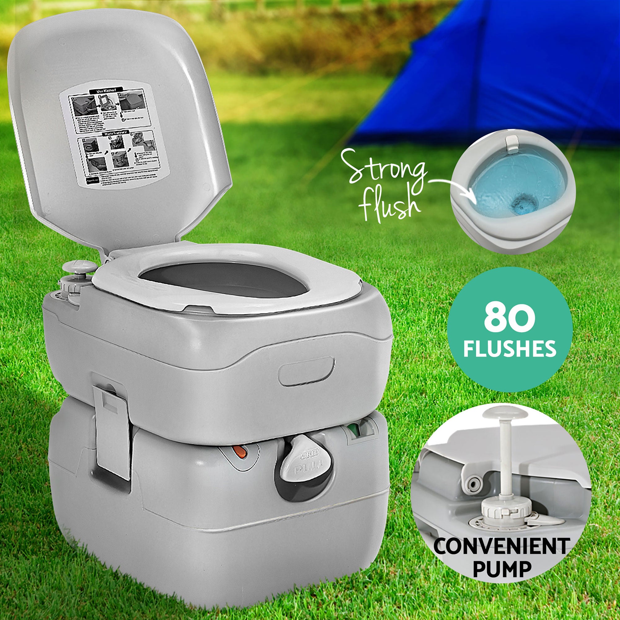 Portable Toilets & Showers: Weisshorn 22L Portable Camping Toilet Shower Tent Changing Room Outdoor Loo Set