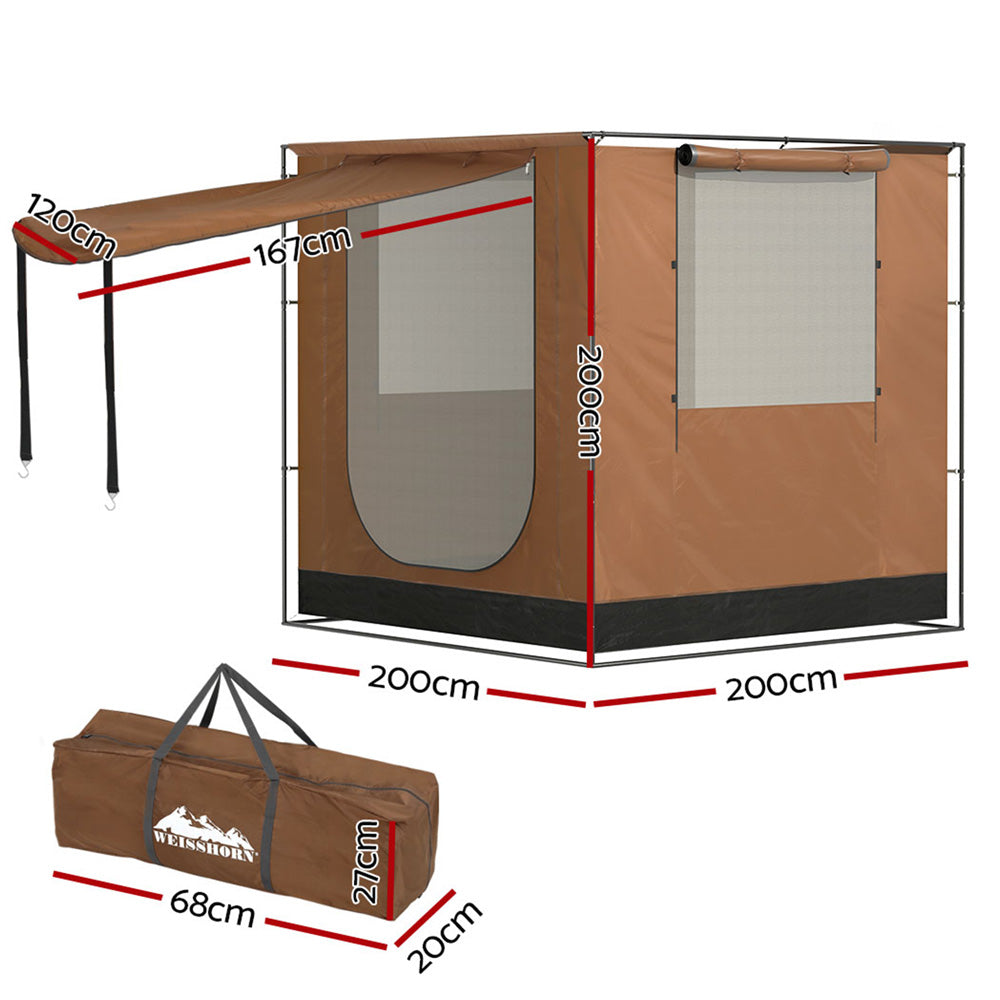Caravan Accessories: Weisshorn Camping Tent SUV Car Side Awning 2x2m Canopy Outdoor Portable 4WD