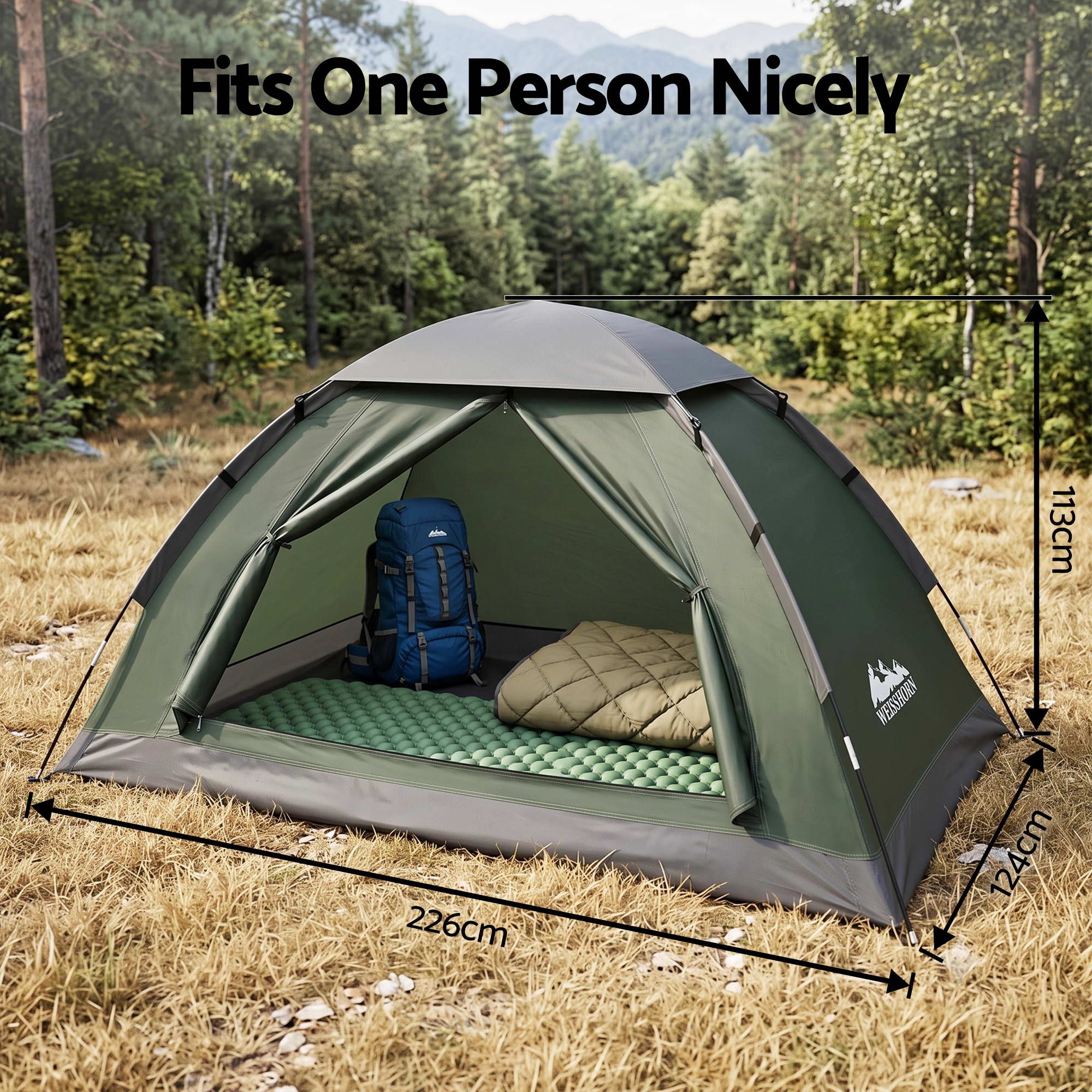 Weisshorn 1 Person Camping Tent Waterproof Hiking Vestibule Porch