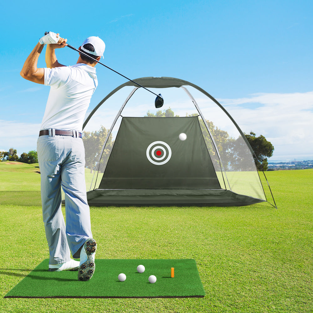 Golf Training Aids: Everfit 3M Golf Practice Net And Training Mat Set Driving Target Green