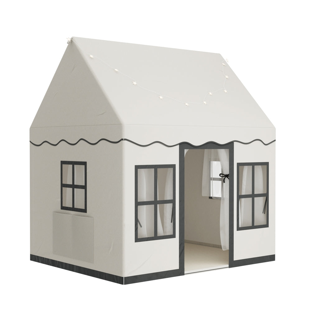 Pretend Play: Keezi Kids Play Tent Playhouse Castle with String Lights Floor Mat Side Pocket