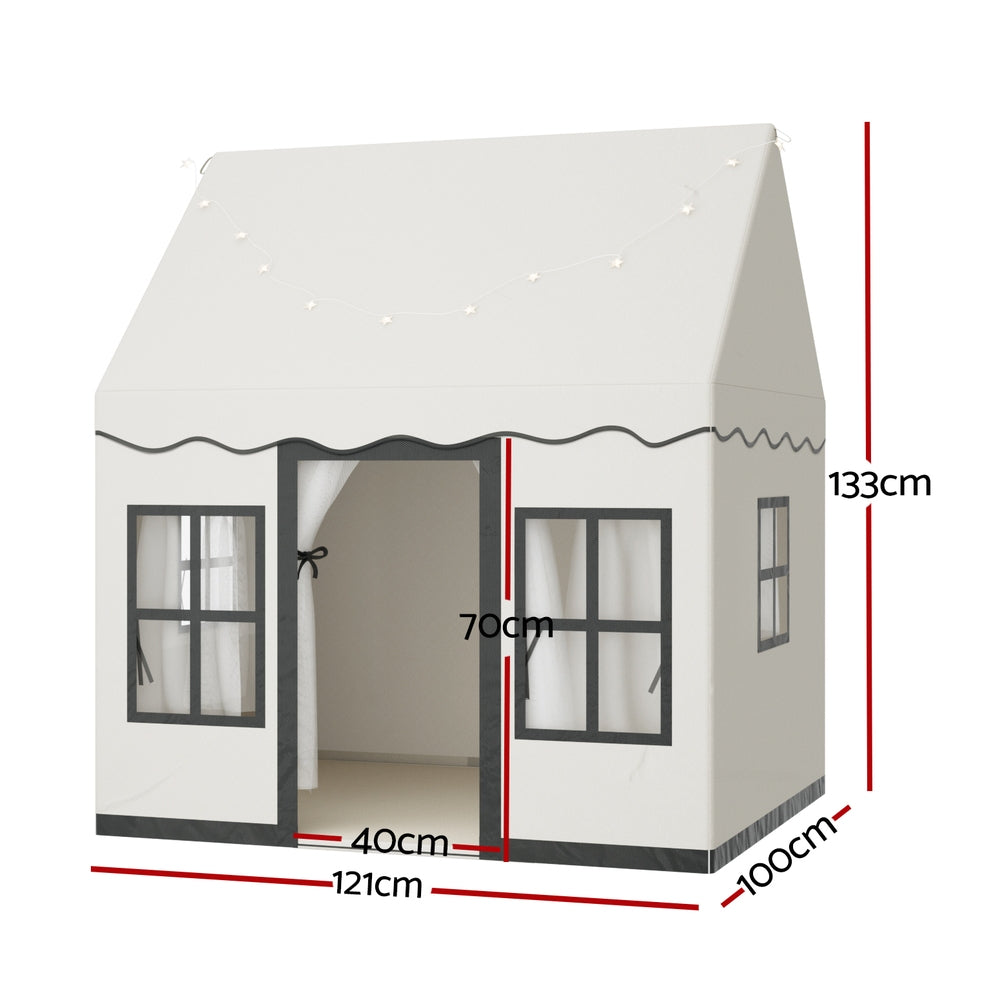 Pretend Play: Keezi Kids Play Tent Playhouse Castle with String Lights Floor Mat Side Pocket