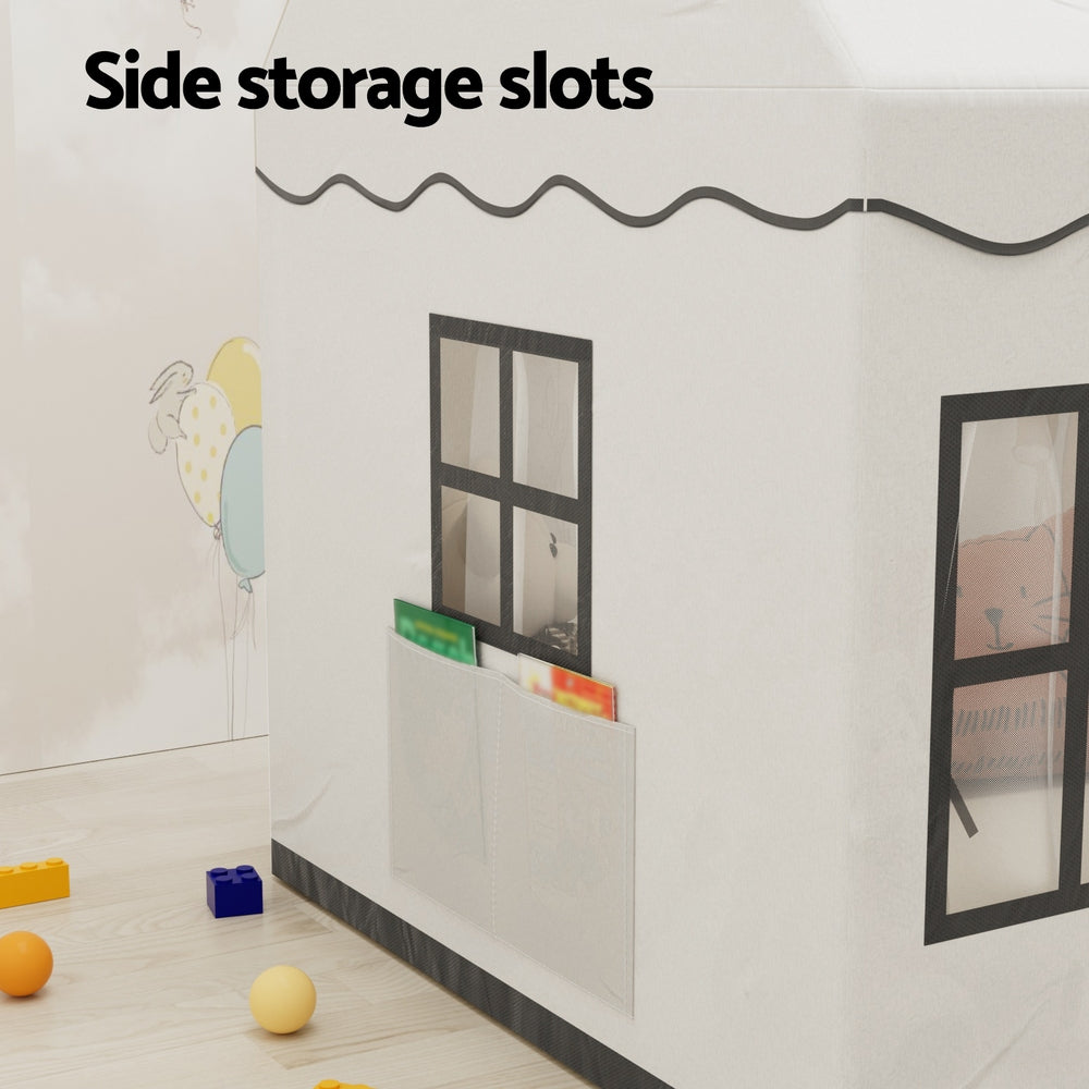 Pretend Play: Keezi Kids Play Tent Playhouse Castle with String Lights Floor Mat Side Pocket