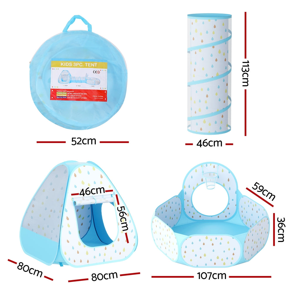 Pretend Play: Keezi Kids Play Tent Pop Up Playhouse Ball Pit Tunnel Basketball Hoop Blue