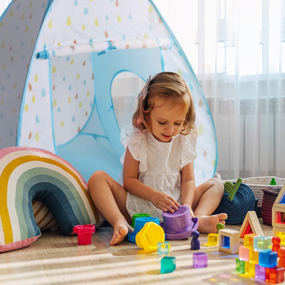 Pretend Play: Keezi Kids Play Tent Pop Up Playhouse Ball Pit Tunnel Basketball Hoop Blue