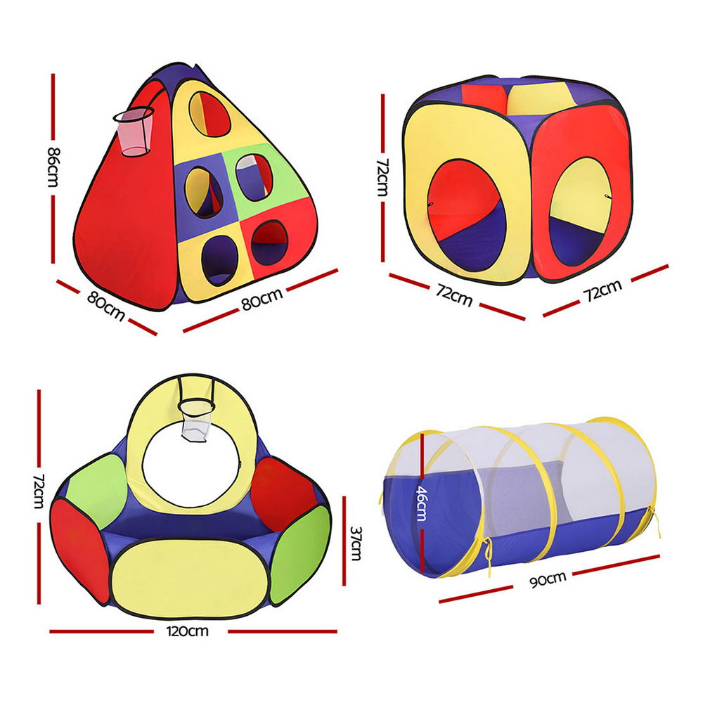Pretend Play: Keezi Kids Play Tent Pop Up Teepee Playhouse Ball Pit Crawl Tunnel Basketball Hoop