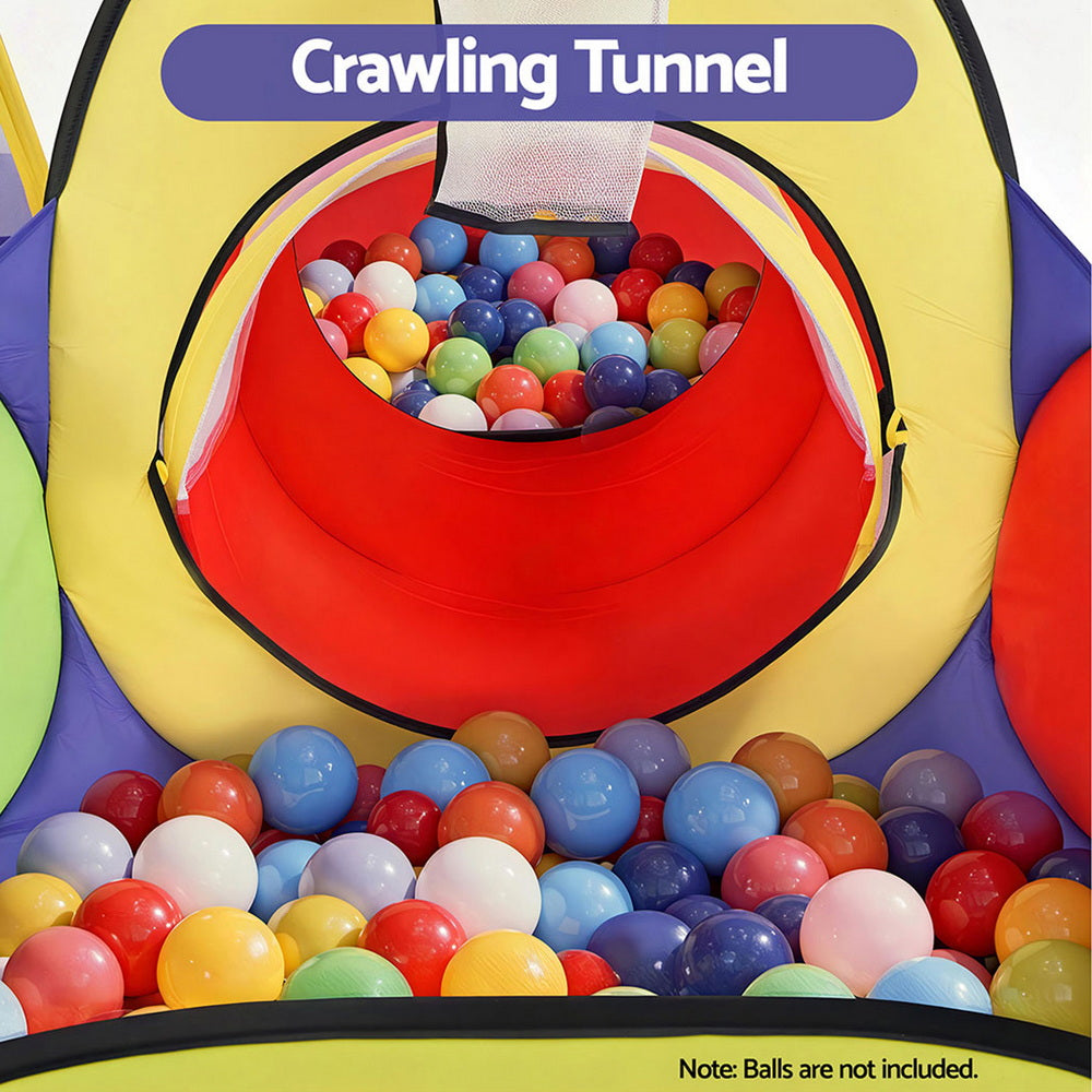 Pretend Play: Keezi Kids Play Tent Pop Up Teepee Playhouse Ball Pit Crawl Tunnel Basketball Hoop