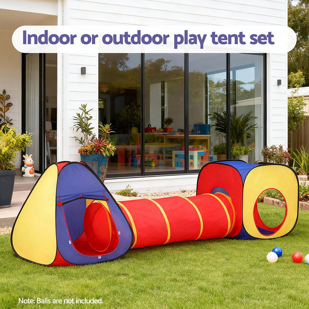 Pretend Play: Keezi Kids Playhouse Play Tent Pop Up Teepee Castle Crawl Tunnel Outdoor Indoor Toys Children Gift