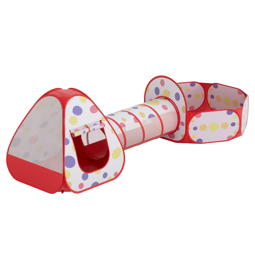 Pretend Play: Keezi Kids Playhouse Play Tent Pop Up Teepee Ball Pit Tunnel Basketball Hoop Red