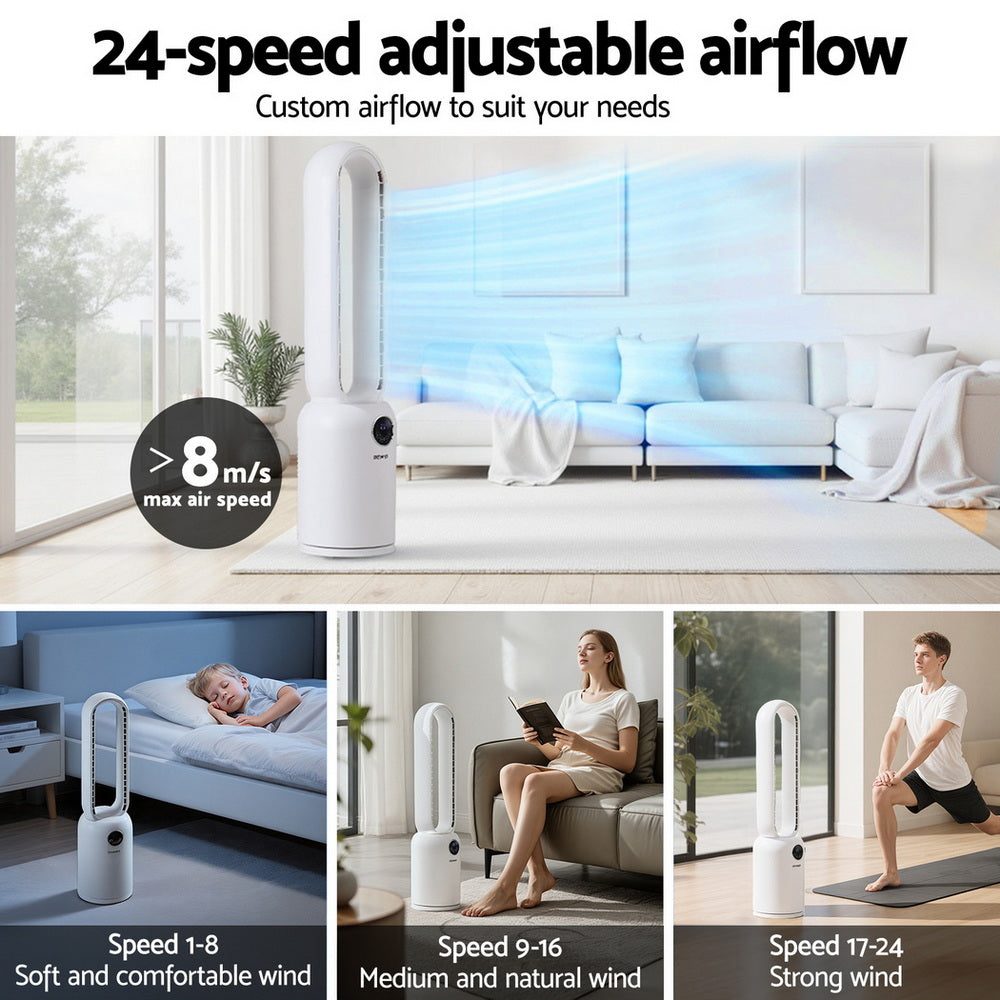 Portable Fans: Devanti 2in1 Bladeless Fan Air Purification W/ Remote 88cm