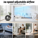 Portable Fans: Devanti 2in1 Bladeless Fan Air Purification W/ Remote 88cm