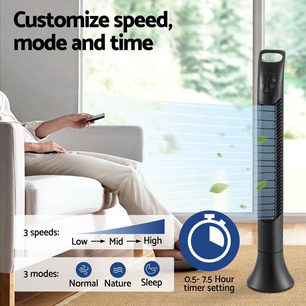 Ceiling Fans: Devanti Tower Fan Oscillating 3 Speeds with Remote 91cm