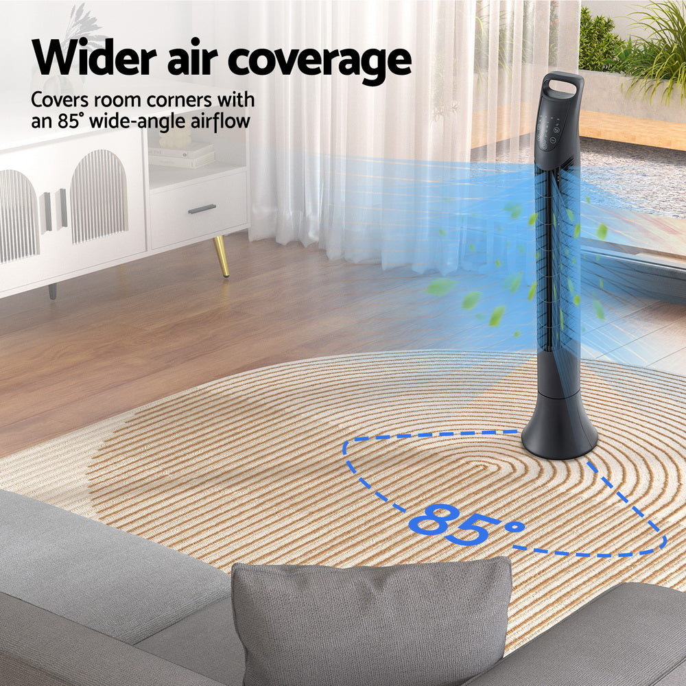 Ceiling Fans: Devanti Tower Fan Oscillating 3 Speeds with Remote 91cm