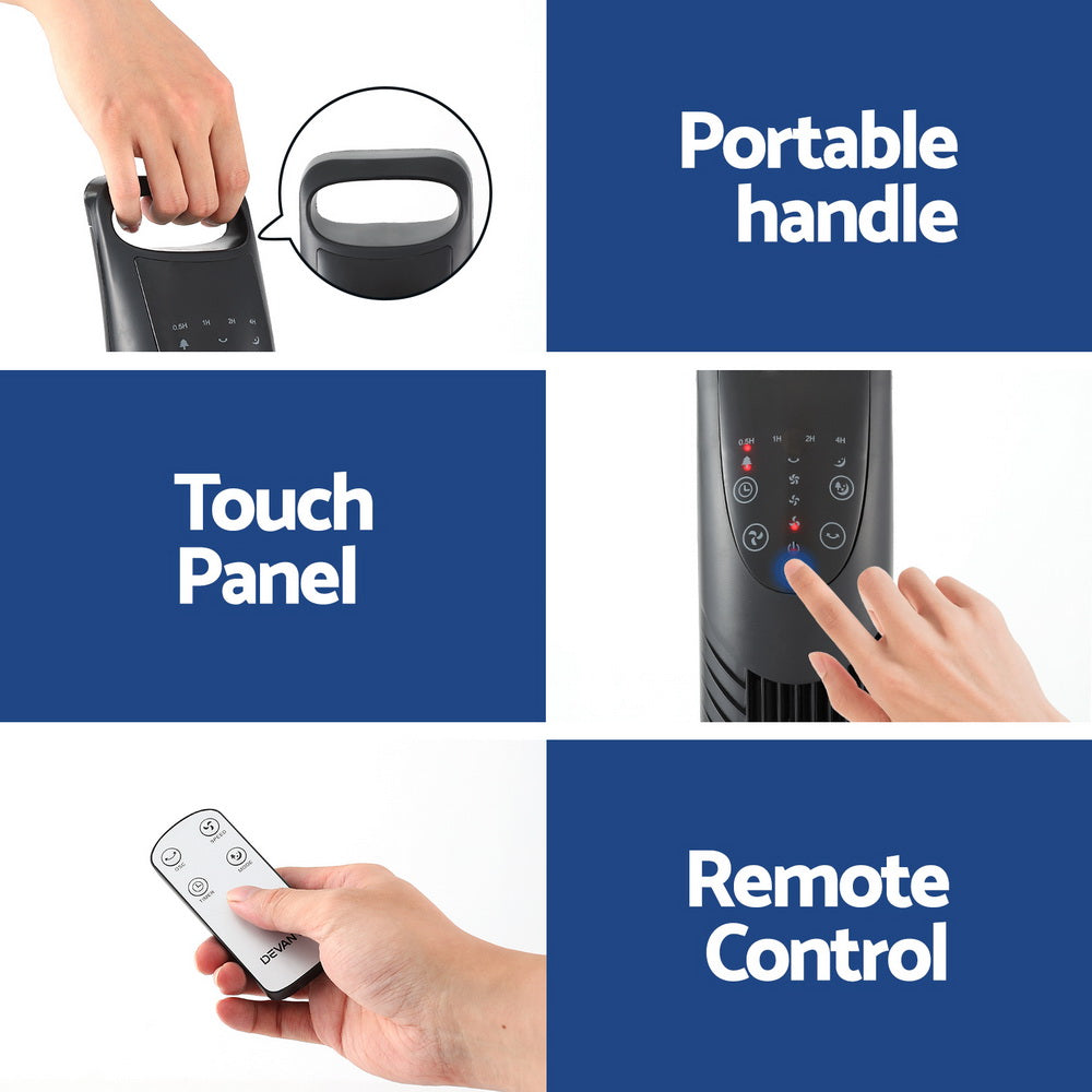 Ceiling Fans: Devanti Tower Fan Oscillating 3 Speeds with Remote 91cm