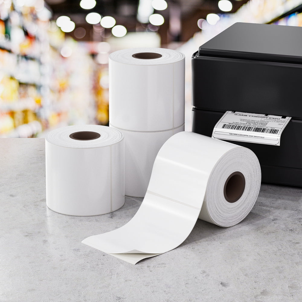 Paper Products: 4 Rolls Direct Thermal Labels Paper Printer Paper BarcodeÂ Shipping Stickers