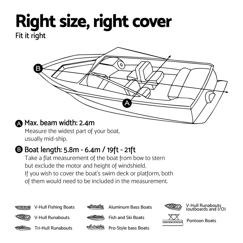 Boating Accessories: Seamanship Boat Cover 19-21ft Trailerable Jumbo Marine Grade Heavy Duty Black