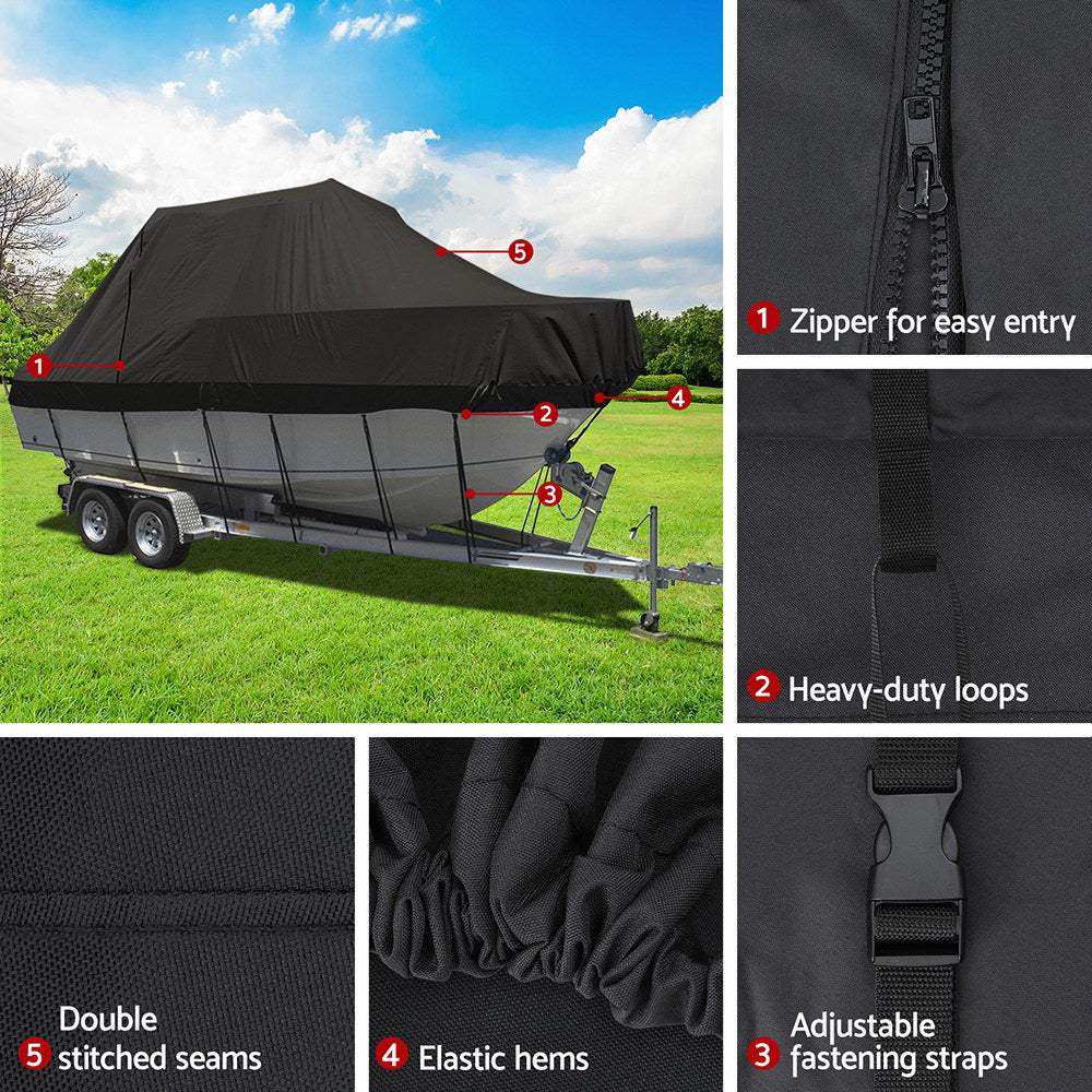 Boating Accessories: Seamanship Boat Cover 19-21ft Trailerable Jumbo Marine Grade Heavy Duty Black