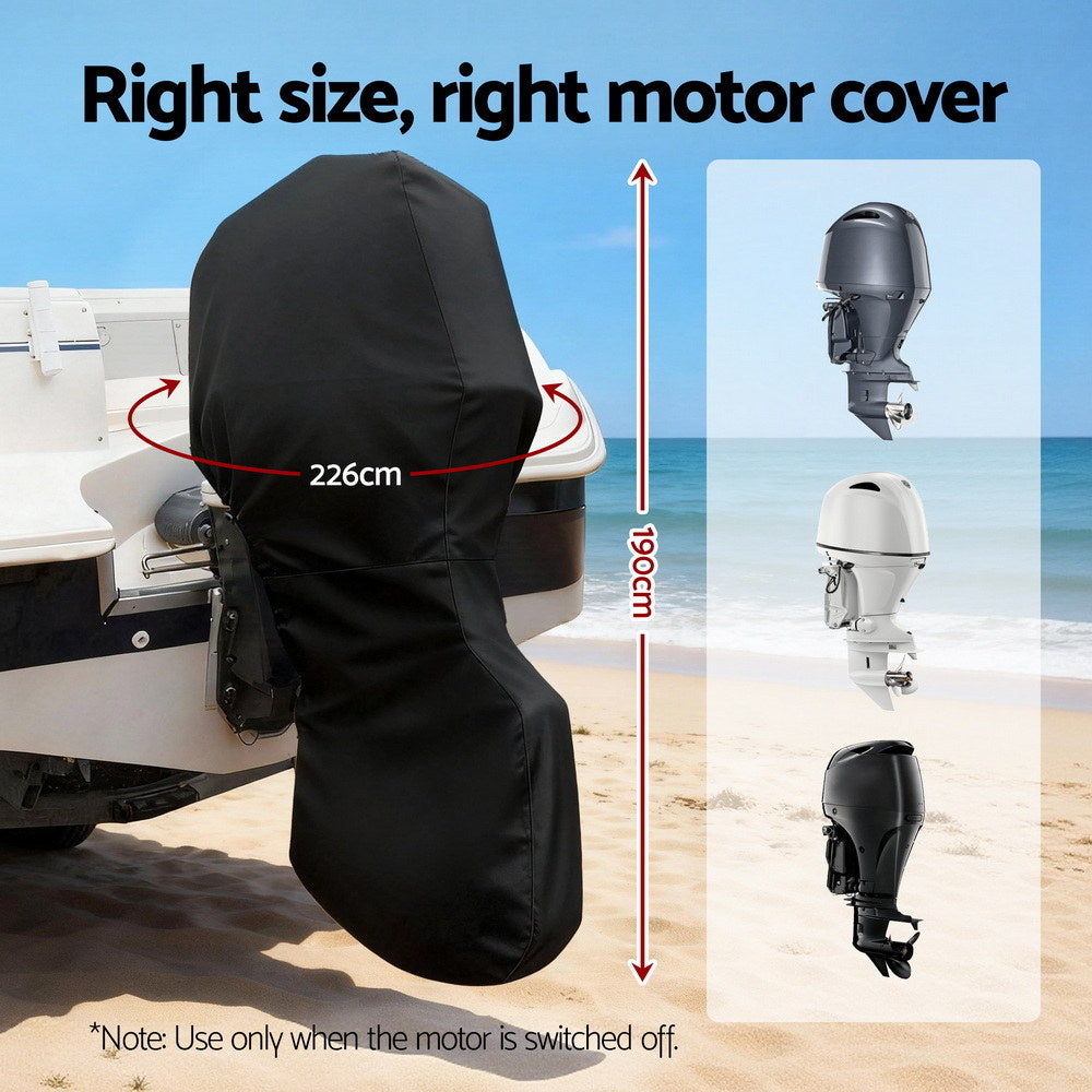 Boating Accessories: Seamanship Full Outboard Boat Motor Engine Cover Dust Rain Protection 100hp -150hp 600D Black