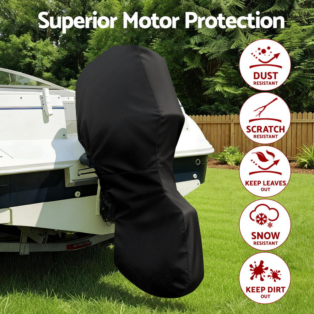 Boating Accessories: Seamanship Full Outboard Boat Motor Engine Cover Dust Rain Protection 100hp -150hp 600D Black