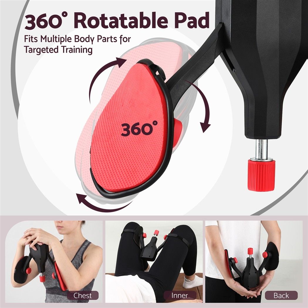 Everfit Pelvic Floor Exerciser Inner Thigh Kegel Trainer 35KG 360 Adjustable Men Women Black & Red