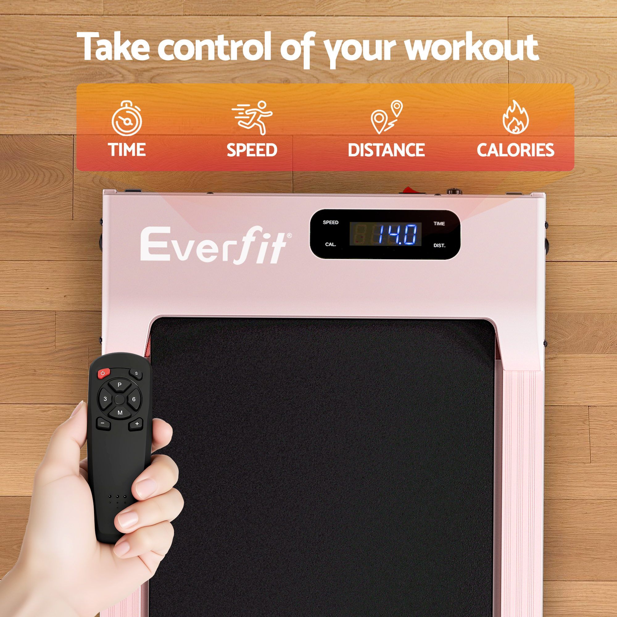Everfit 3 in 1 Walking Pad Treadmill 12% Incline Under Desk Treadmills for Home Gym With 38cm Wide Belt Pink