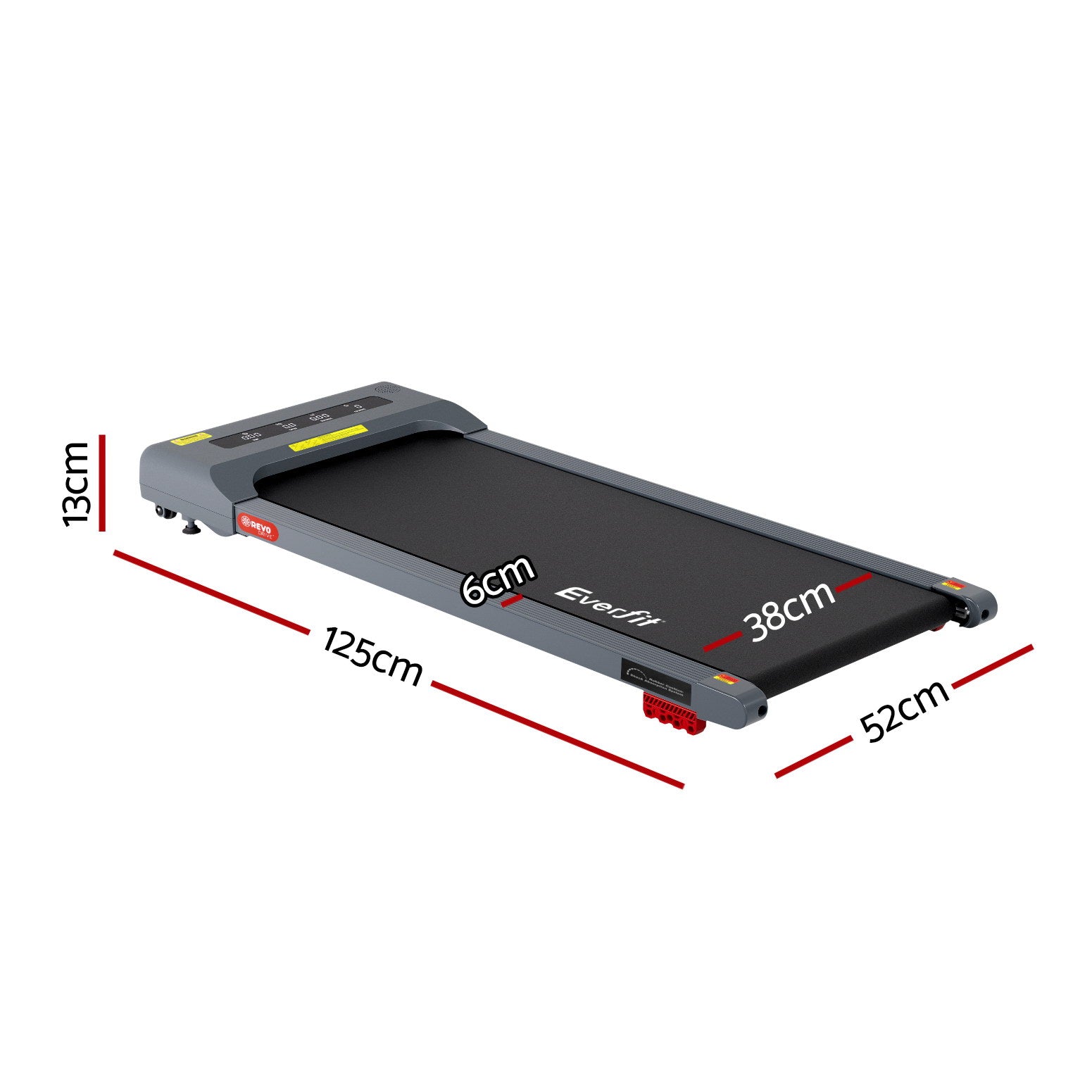 Treadmills: Everfit Treadmill Electric Walking Pad Incline Under Desk Home Gym 380mm Grey