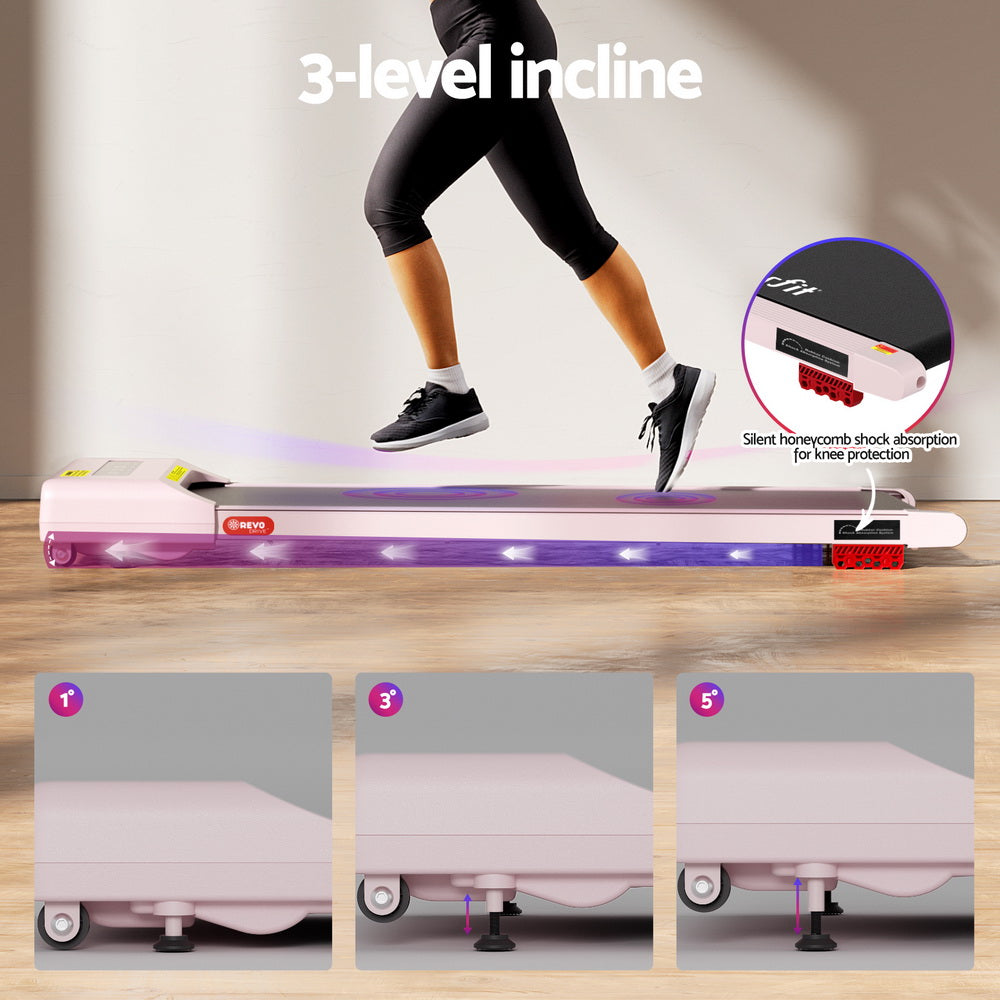 Treadmills: Everfit Treadmill Electric Walking Pad Incline Under Desk Home Gym 380mm Pink