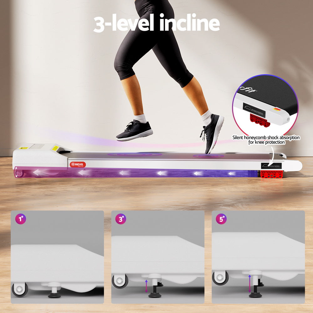 Treadmills: Everfit Treadmill Electric Walking Pad Incline Under Desk Home Gym 380mm White