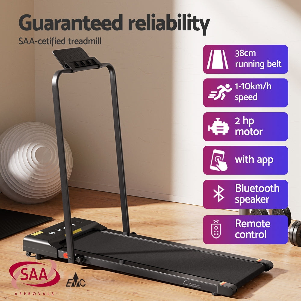 Treadmills: Everfit Treadmill Electric Walking Pad Under Desk Home Gym Fitness 380mm Black