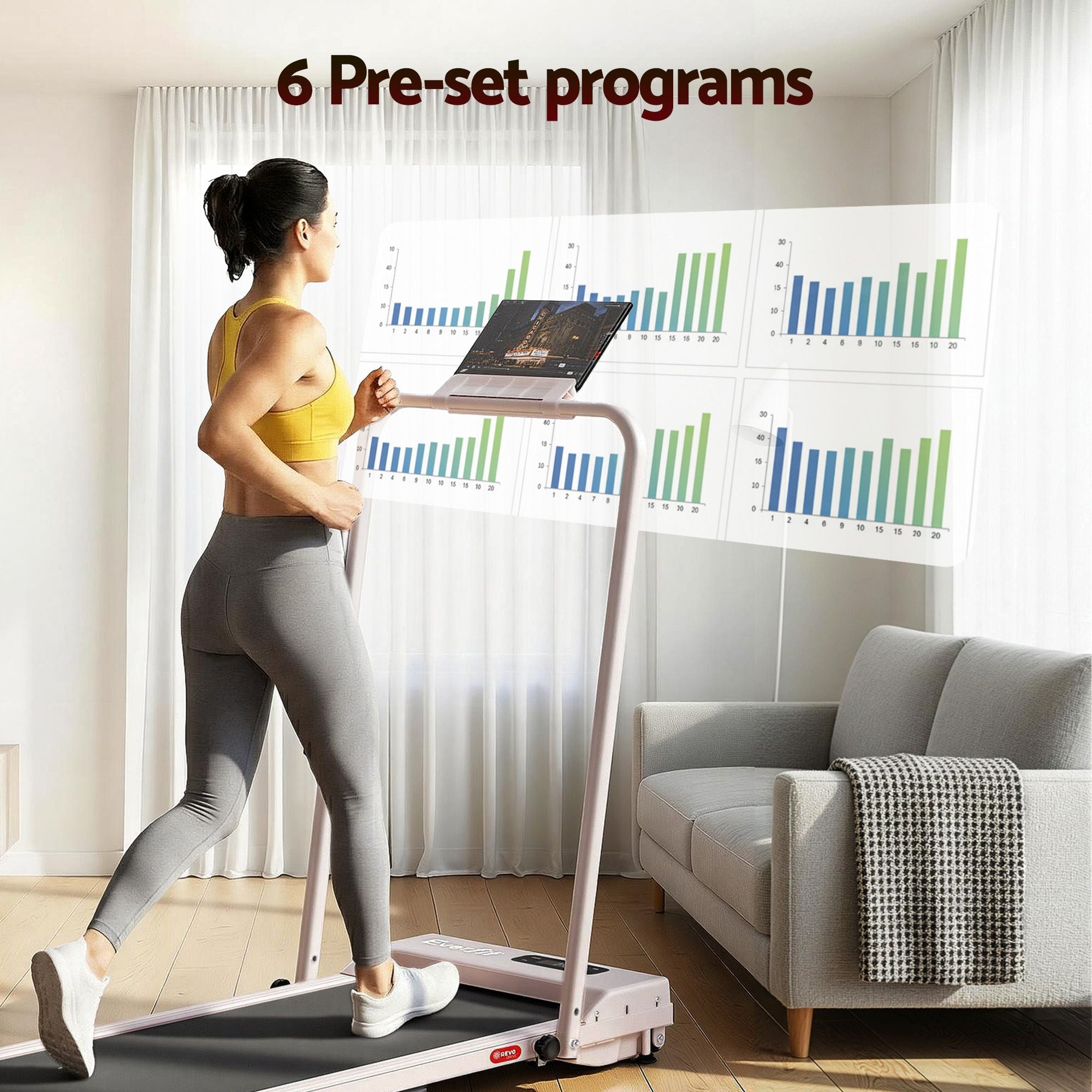 Everfit 3 in 1 Walking Pad Treadmill 12% Incline Foldable Under Desk Treadmills for Home Gym With 38cm Wide Belt Pink