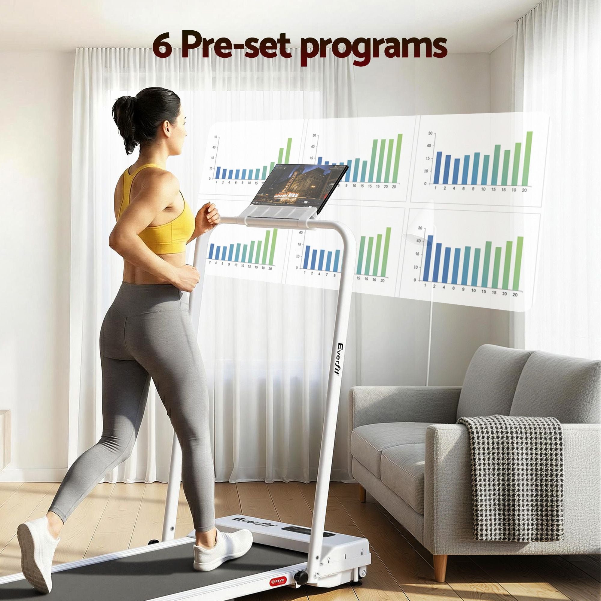 Everfit 3 in 1 Walking Pad Treadmill 12% Incline Foldable Under Desk Treadmills for Home Gym With 38cm Wide Belt White
