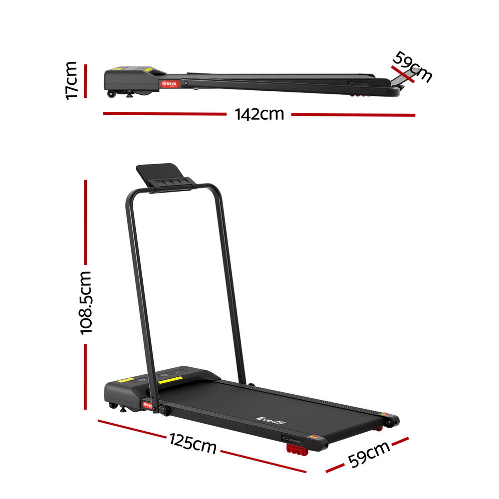 Treadmills: Everfit Treadmill Electric Walking Pad Incline Under Desk 380mm Black