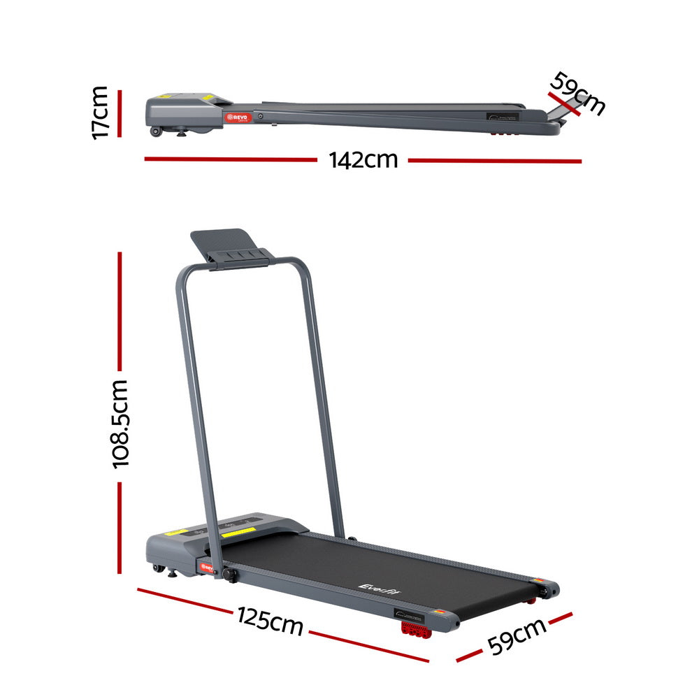 Treadmills: Everfit Treadmill Electric Walking Pad Incline Under Desk 380mm Grey