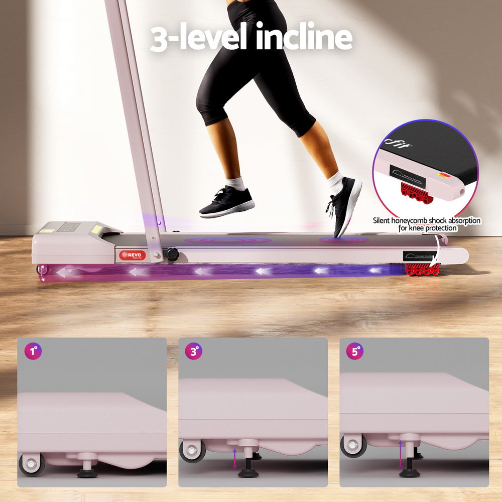 Treadmills: Everfit Treadmill Electric Walking Pad Incline Under Desk 380mm Pink