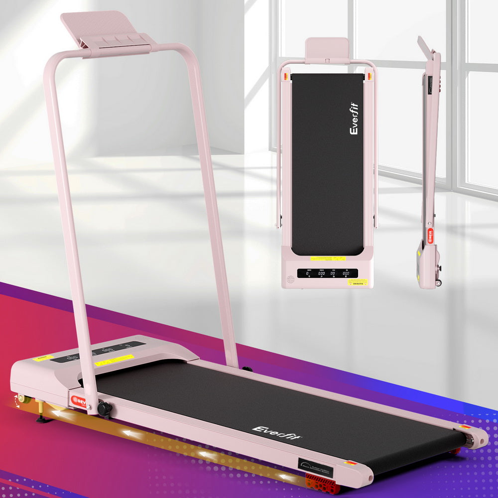 Treadmills: Everfit Treadmill Electric Walking Pad Incline Under Desk 380mm Pink